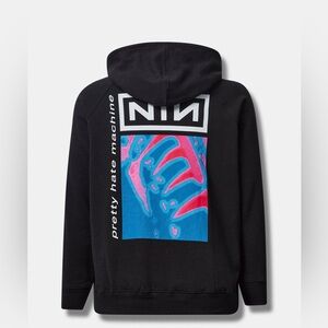 EUC Torrid size 3, black pull-over hoodie with NIN Pretty Hate Machine cover